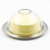 Stainless Steel Round Butter Dish with Easy to Hold Lid