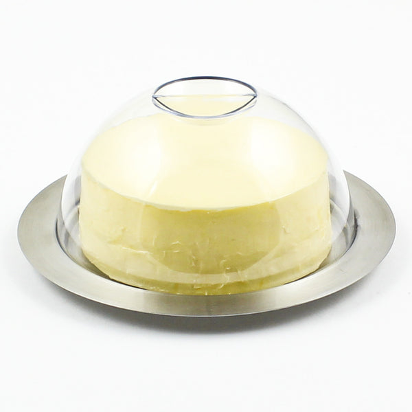 Stainless Steel Round Butter Dish with Easy to Hold Lid