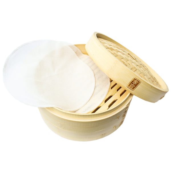 100% Cotton Reusable Liners for Bamboo Steamers - 6 Pack