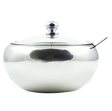 Stainless Steel Sugar Bowl with Glass Lid - Bonus Spoon - 2 Cup Capacity (500ml)