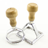 Ravioli Maker Cutter Stamp 2-Set - Round & Square Shape Mold - Large Size Aluminum Press with Natural Beechwood Handle