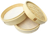 100% Natural Bamboo Steamer Basket - with Bonus Reusable Cotton Liners