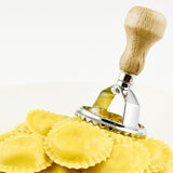 Ravioli Maker Cutter Stamp 2-Set - Round & Square Shape Mold - Large Size Aluminum Press with Natural Beechwood Handle