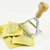 Ravioli Maker Cutter Stamp 2-Set - Round & Square Shape Mold - Large Size Aluminum Press with Natural Beechwood Handle
